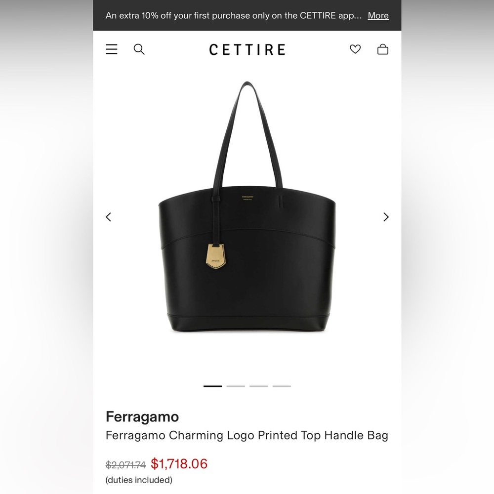 Salvatore Ferragamo Black Leather Tote Bag- NEW - Picture 14 of 14